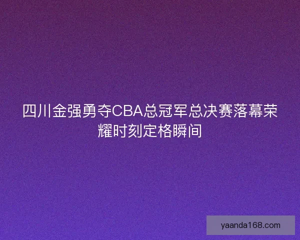 四川金强勇夺CBA总冠军总决赛落幕荣耀时刻定格瞬间